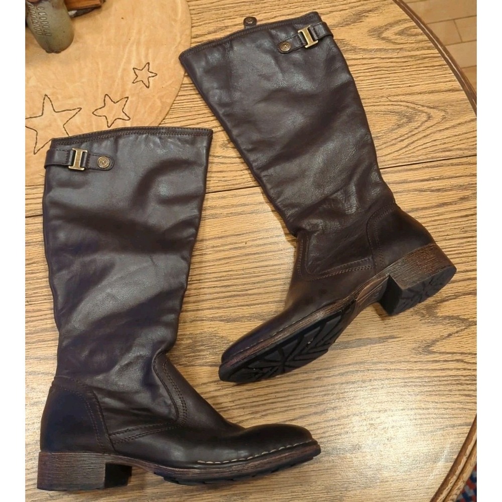 BUSSOLA HERITAGE HANDMADE Knee High Dark Brown LEATHER BOOTS, EUR 39‎ US 8.5